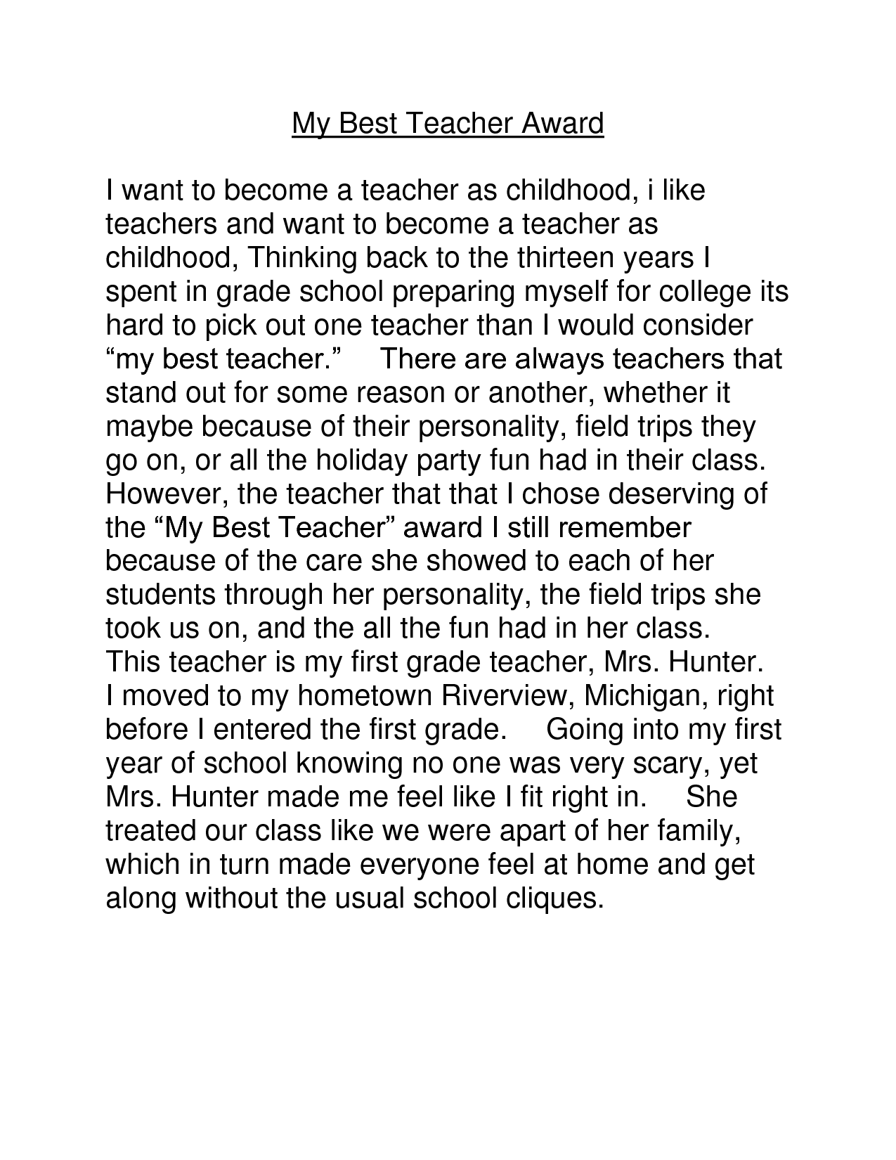 Essay about a teacher