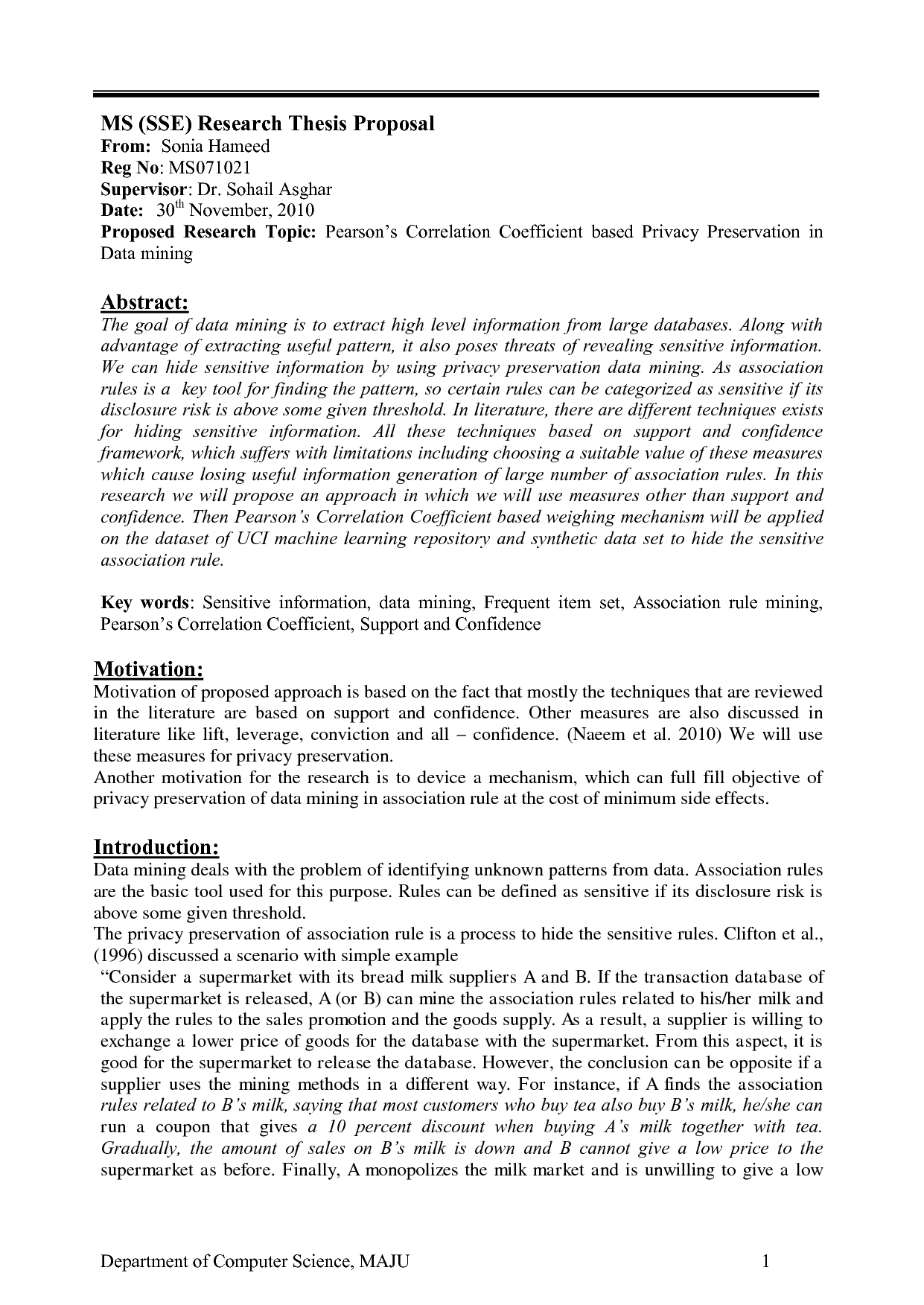 Pattern of thesis proposal