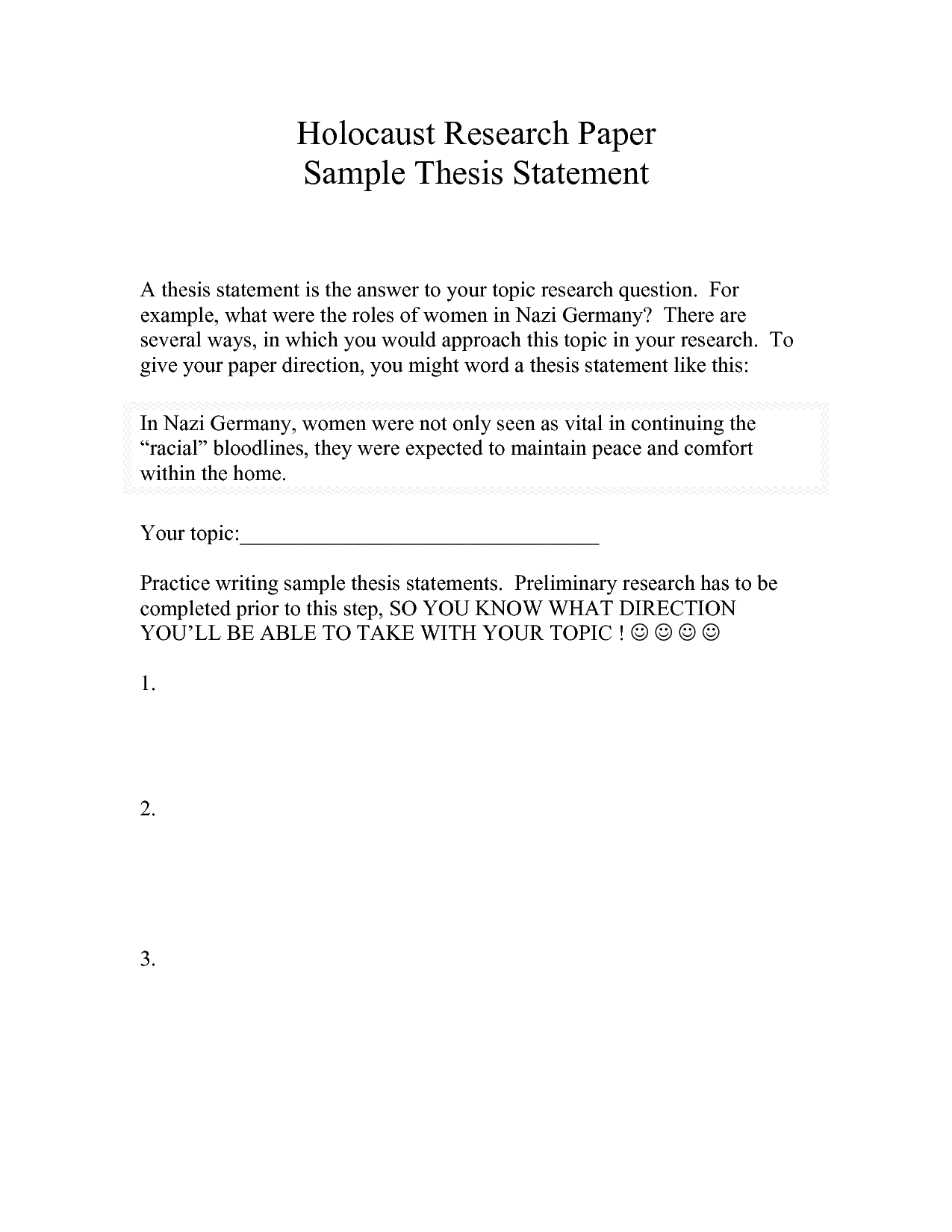 Help with thesis statement research paper