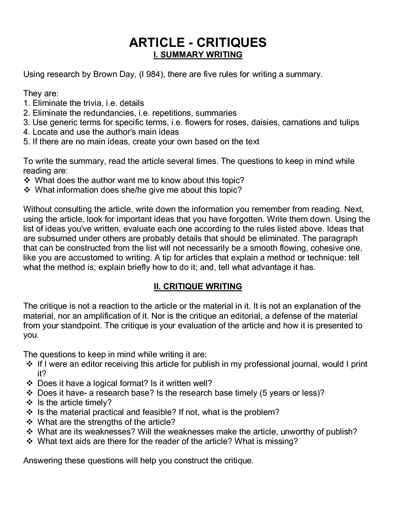 How To Write A Critique Paper On An Article  Best Writing Website