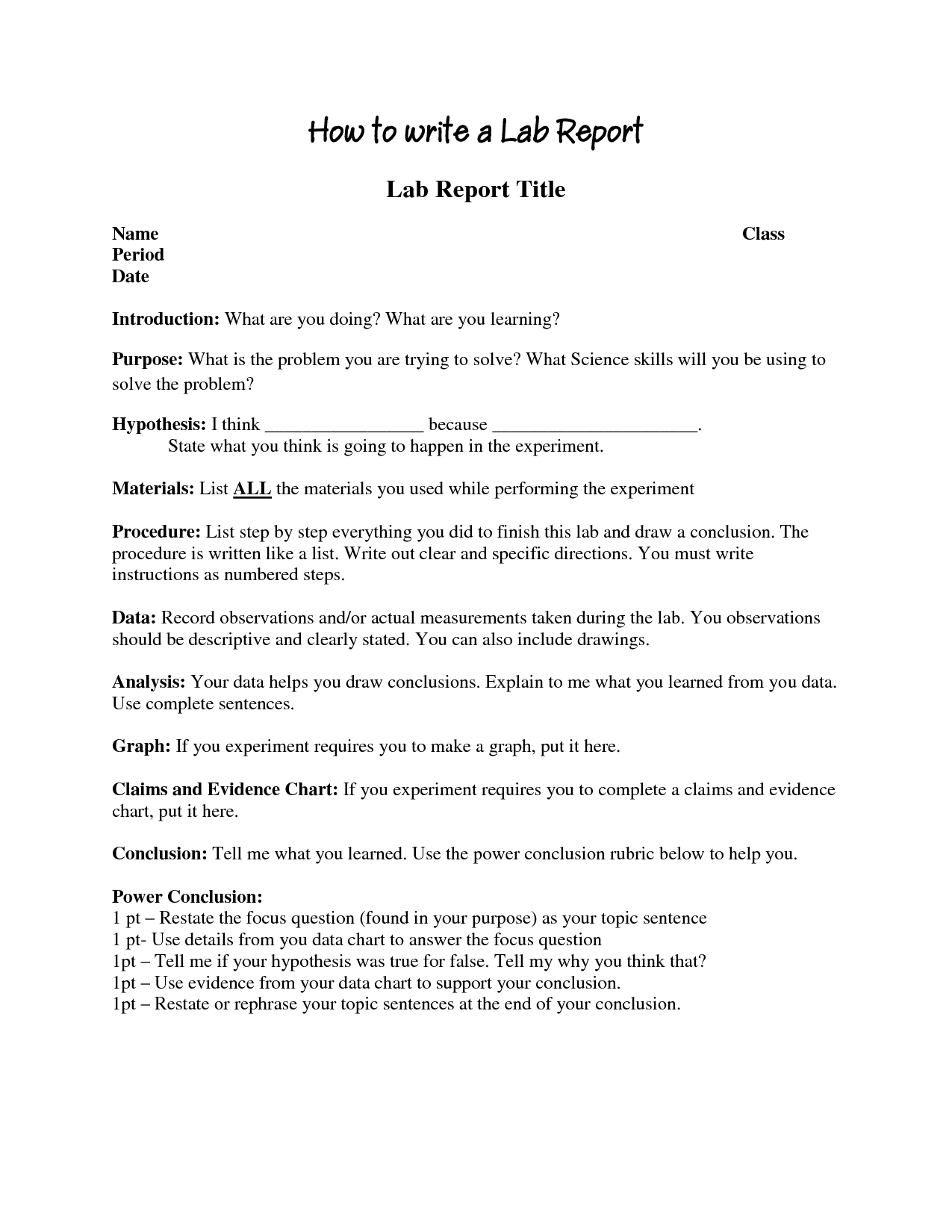 How to write experiment report