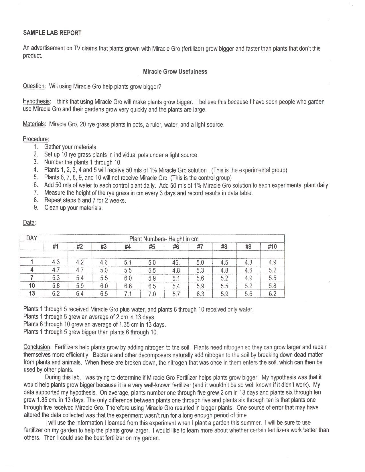 Science Lab Report Help Writing A Science Lab Report Help