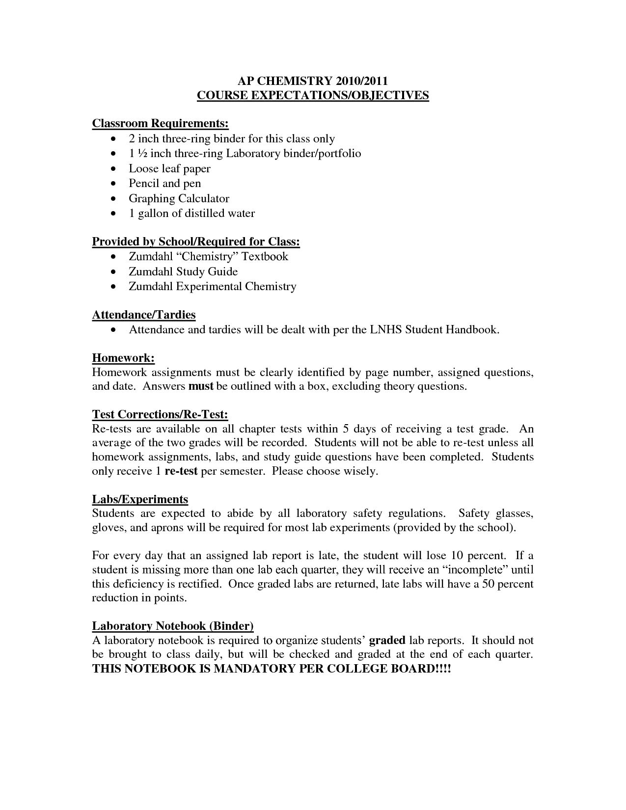 Lab Report Example Chemistry