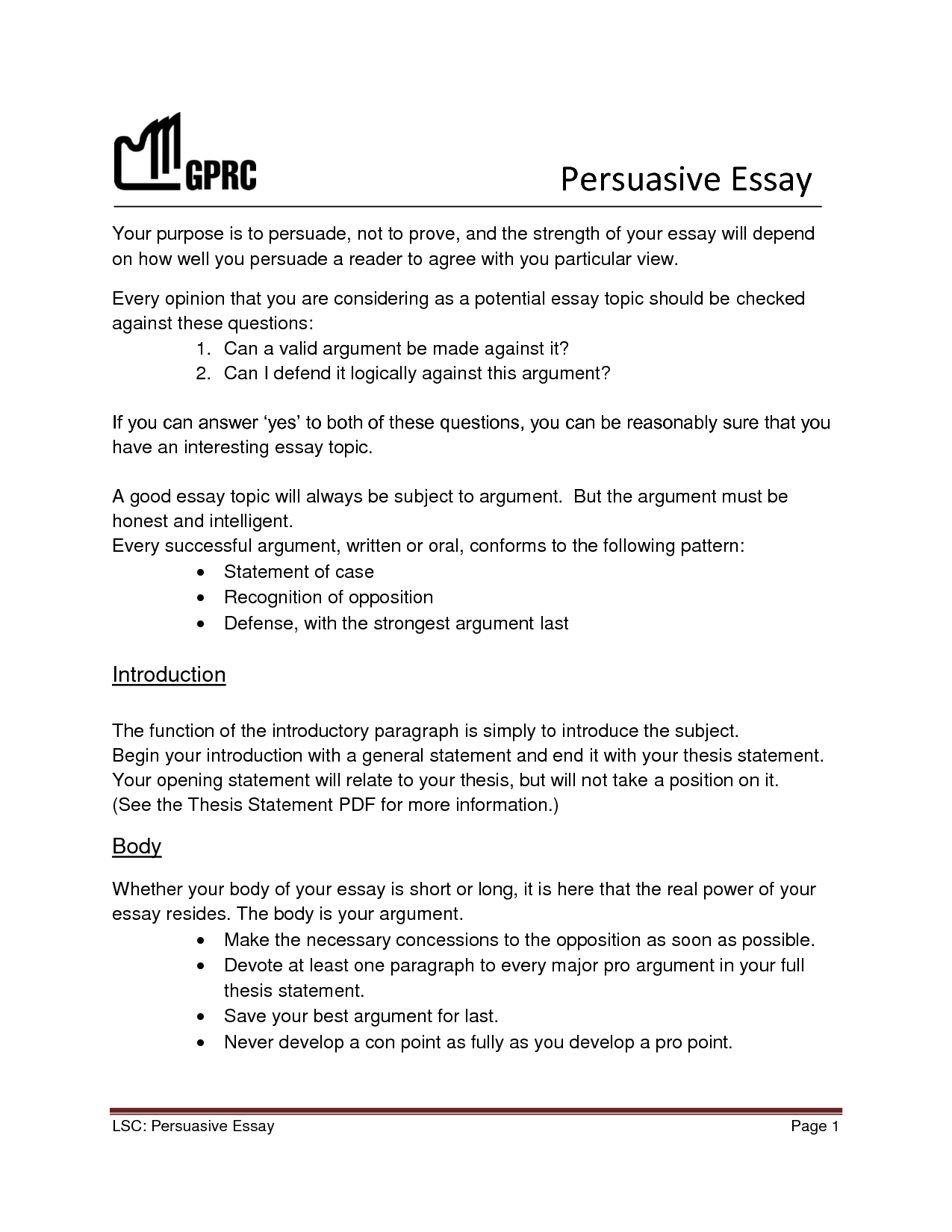 Good persuasive essay topics to write about