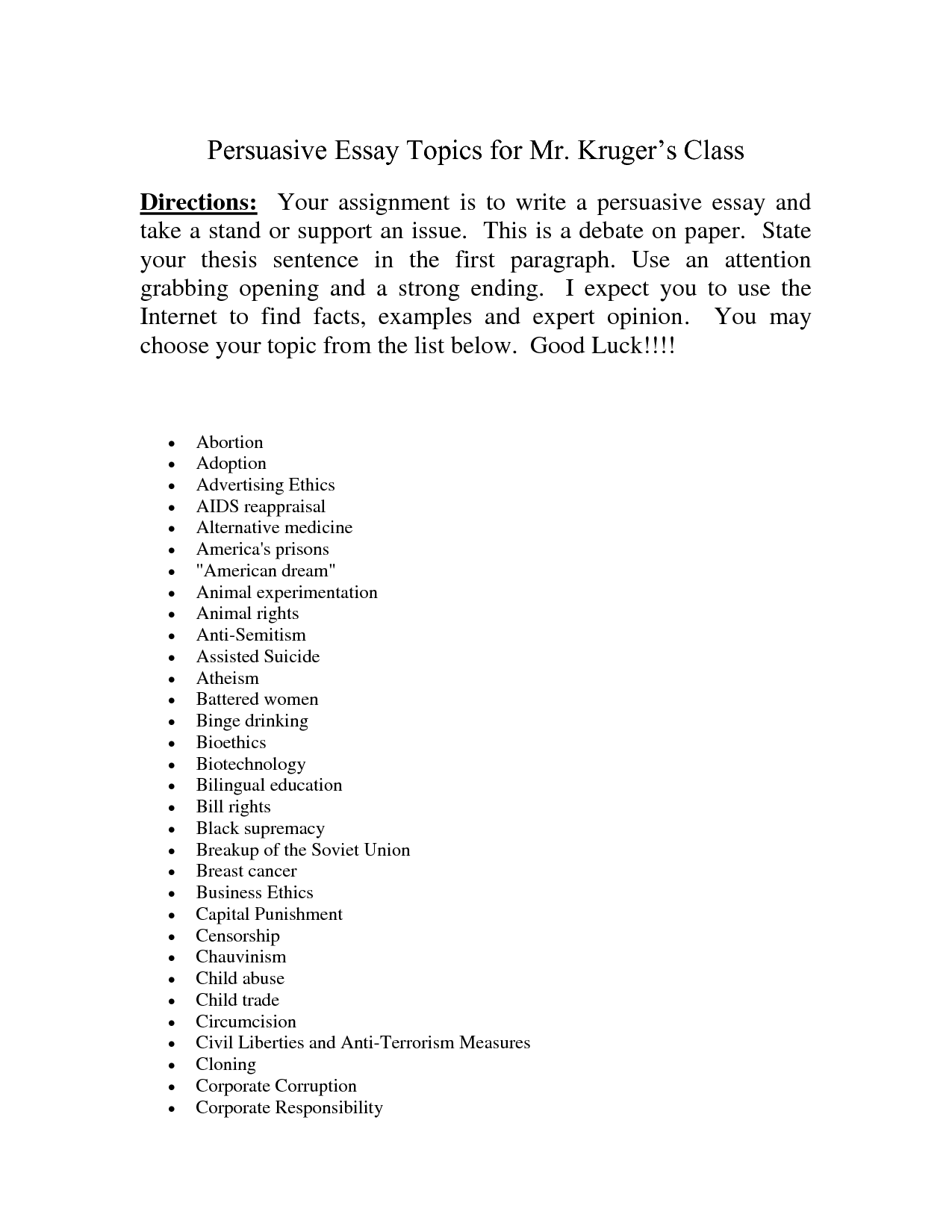 ️ Easy persuasive essay topics. 180 Persuasive Essay Topics to Share