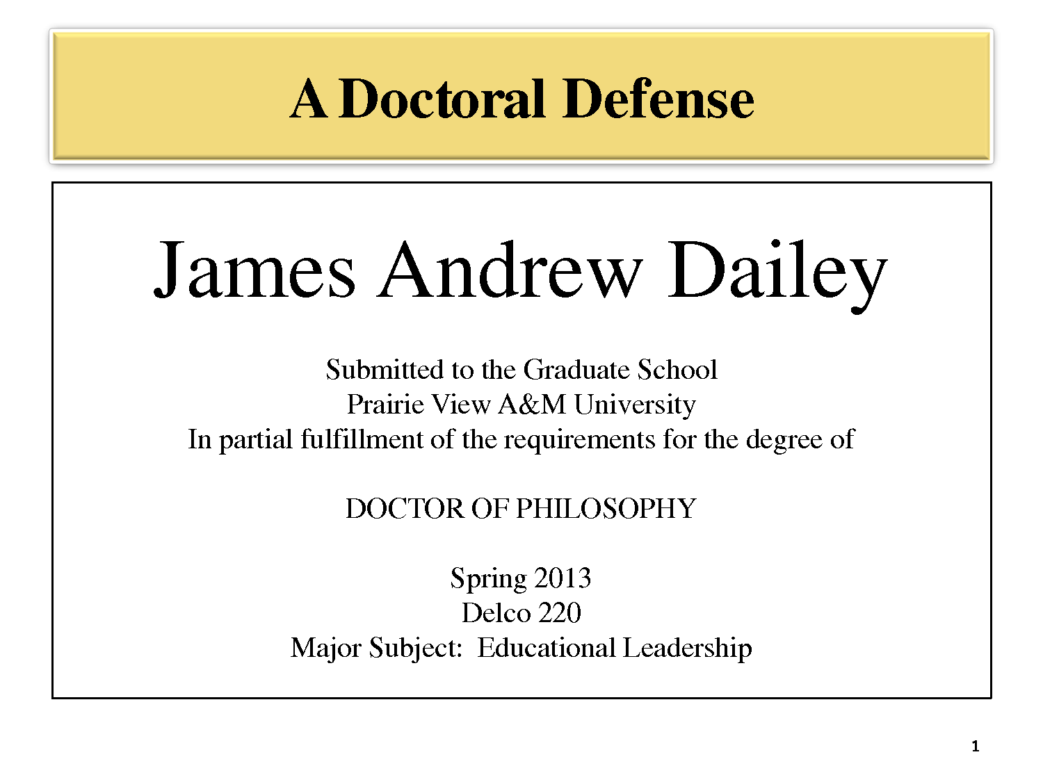 Doctoral dissertation defense video