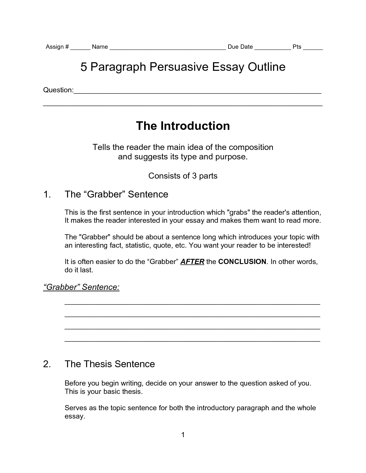 argument essay outline format