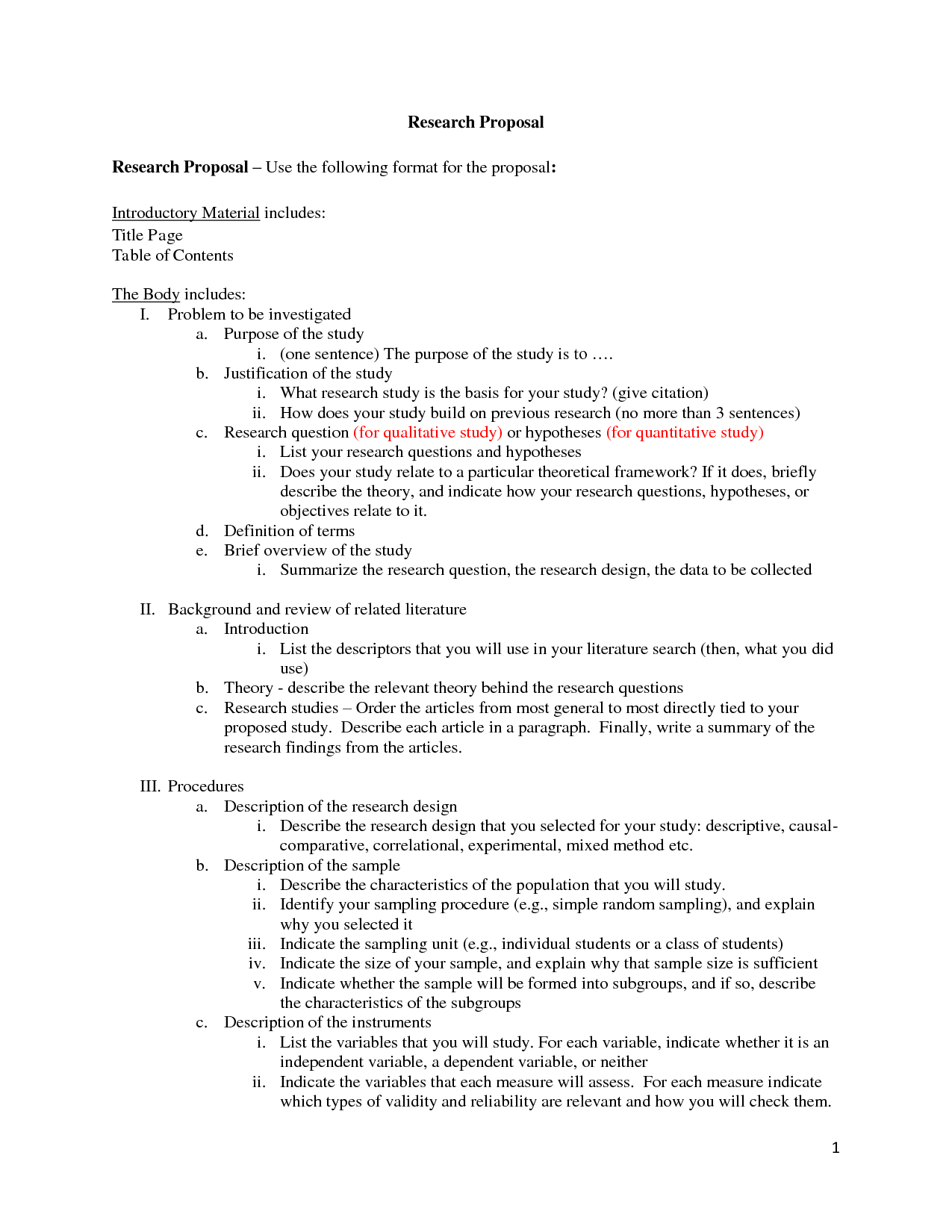 order research proposal