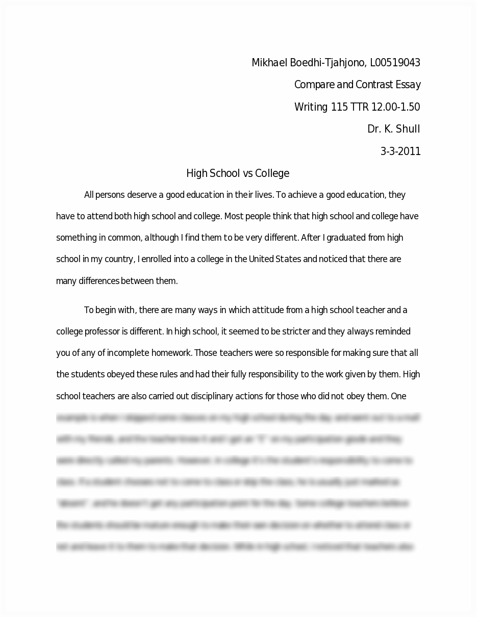 compare and contrast high school and college best writing website compare and contrast high school and college