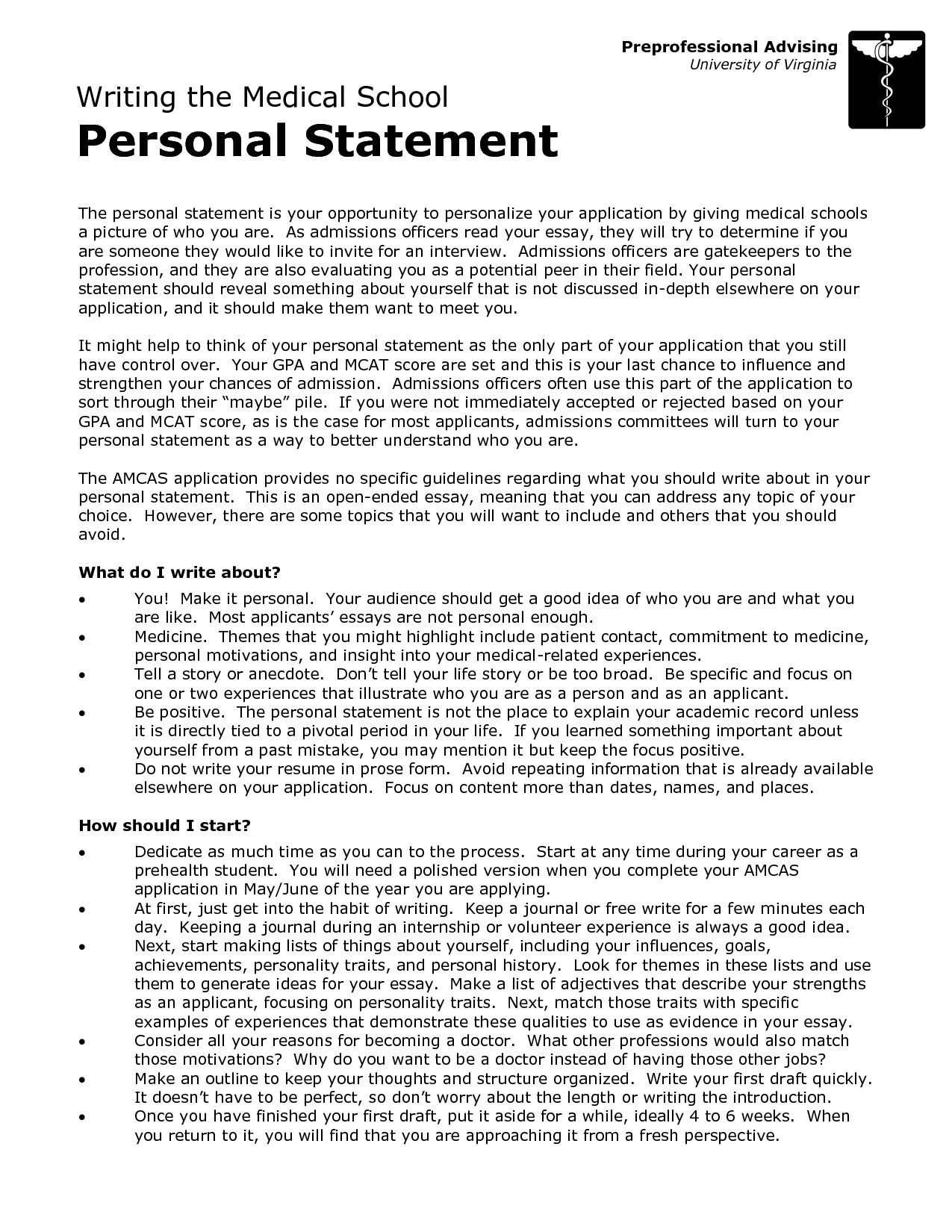 Personal statement for admission