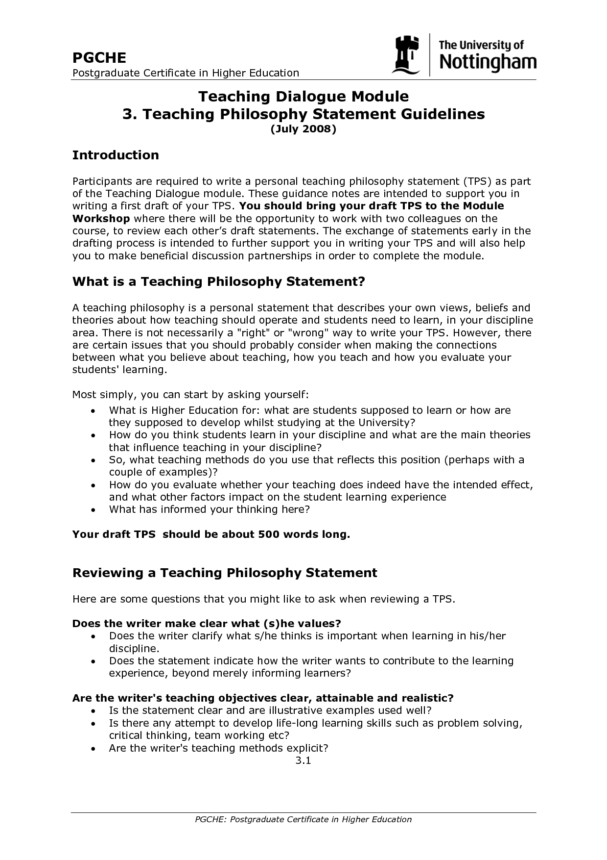 Personal Statement On Professional Growth And Learning