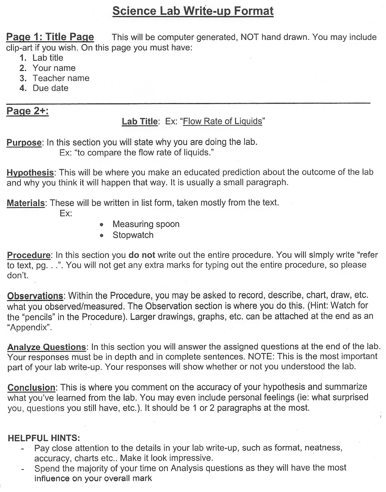 Scientific Report Writing Format Formatting Science Reports