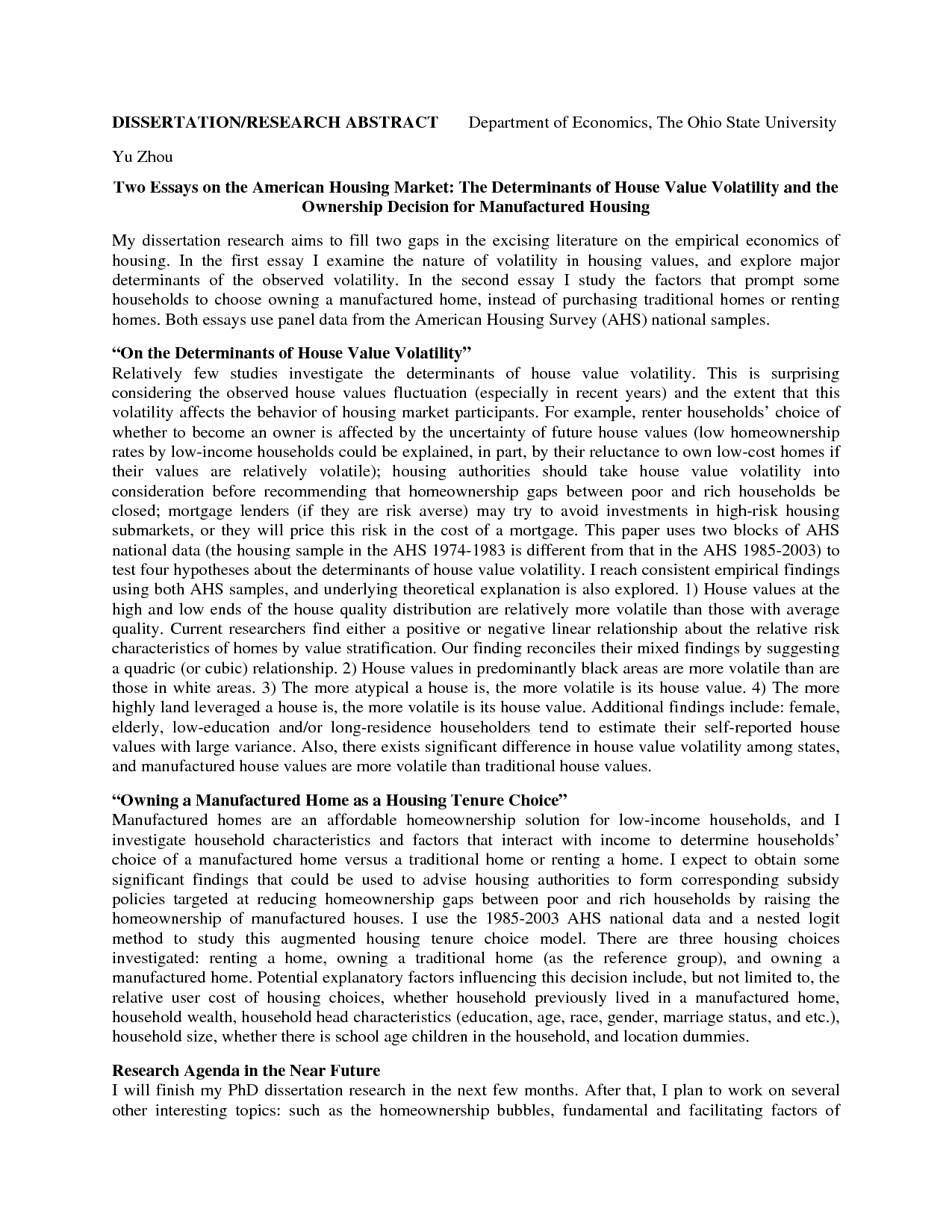 write abstract my dissertation