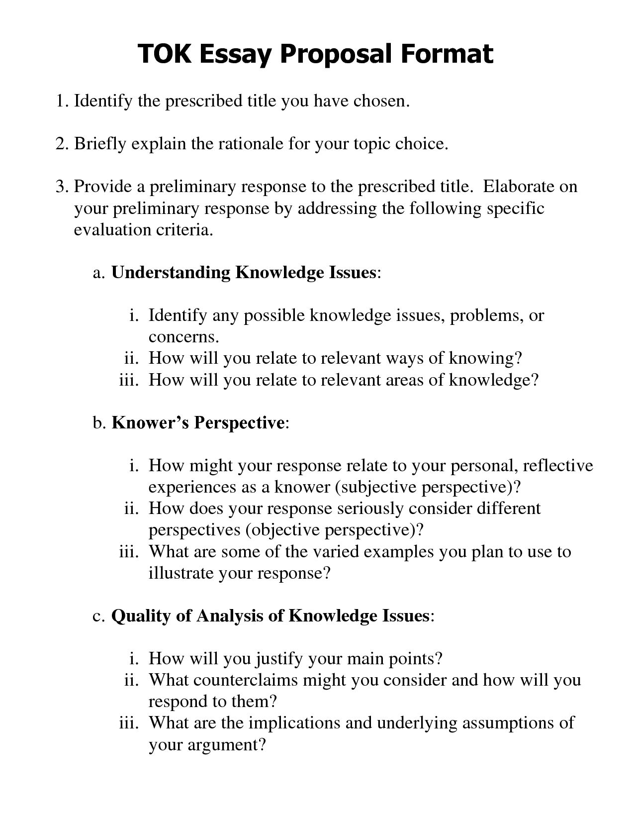 Essay proposal format